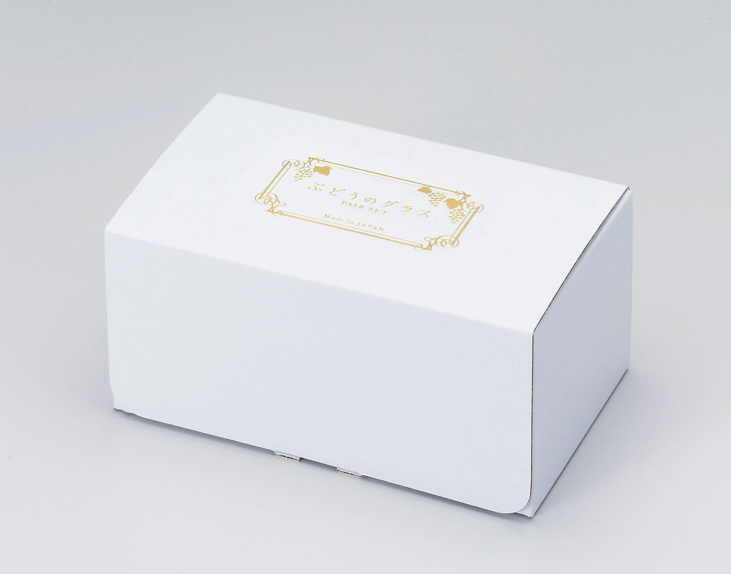 Aderia, white gift box of a pair of glass cups with grape relief patterns