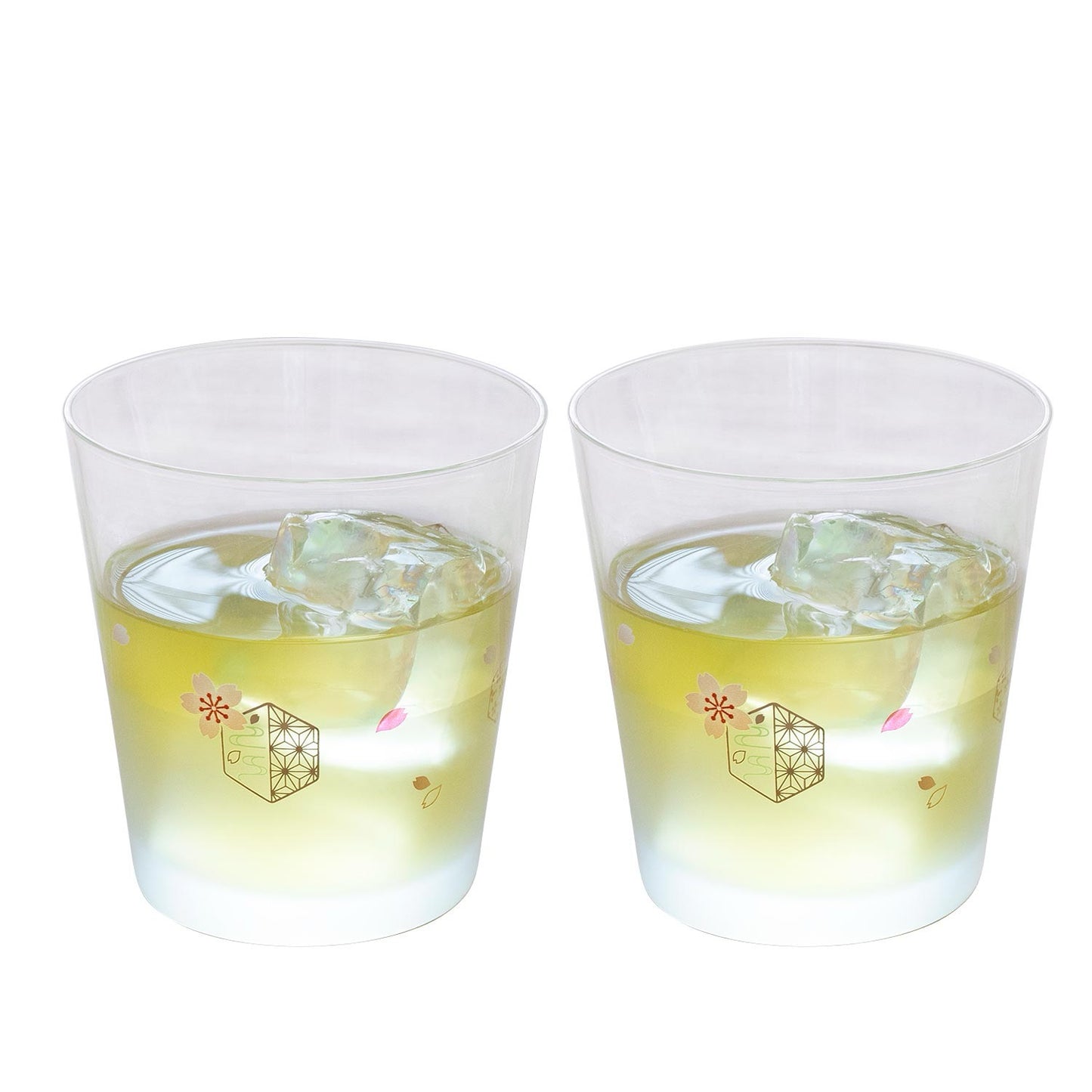 Toyo sasaki, a pair of cherry blossom patterm glass cups