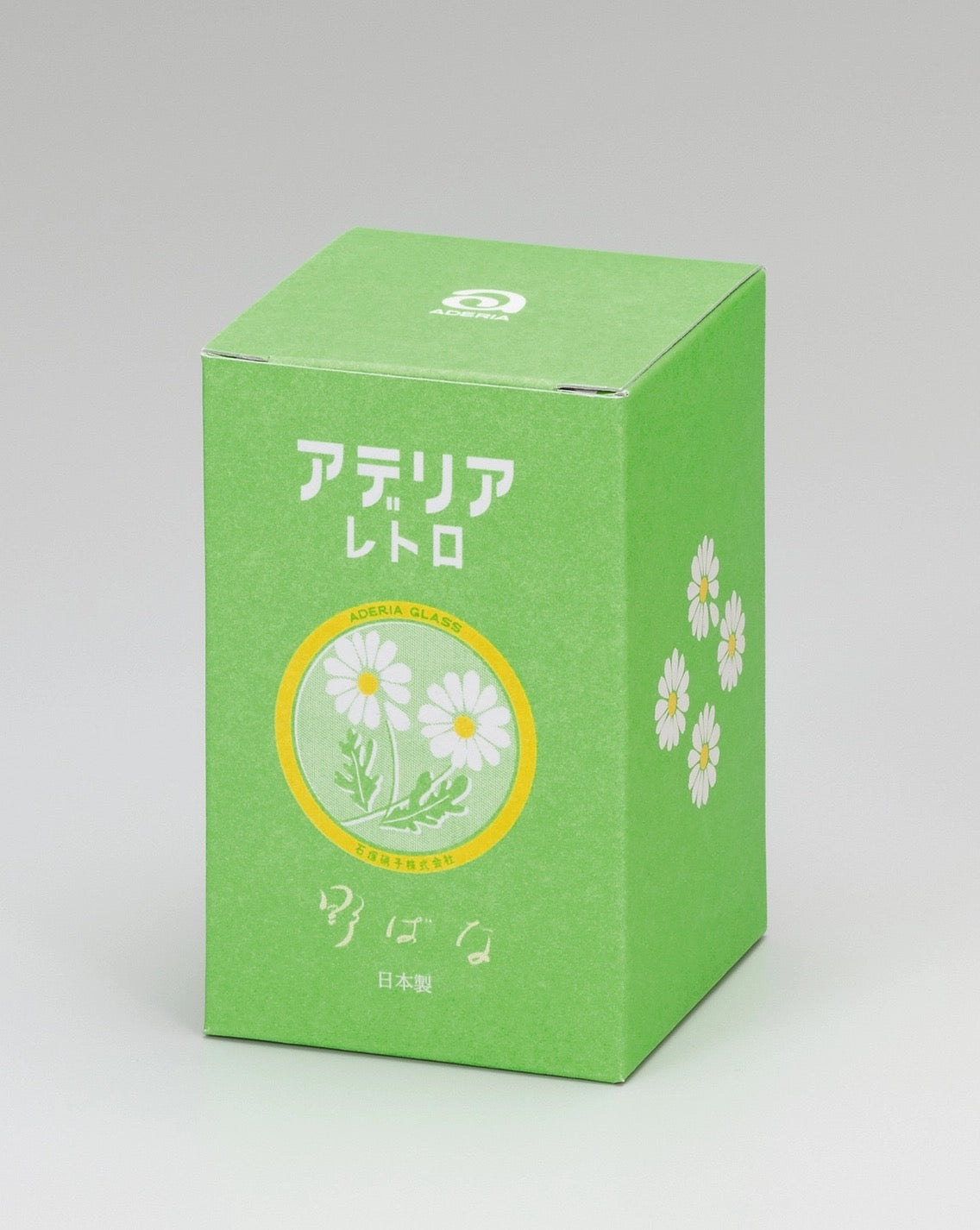 Aderia, green box of Daisy pattern glass cup