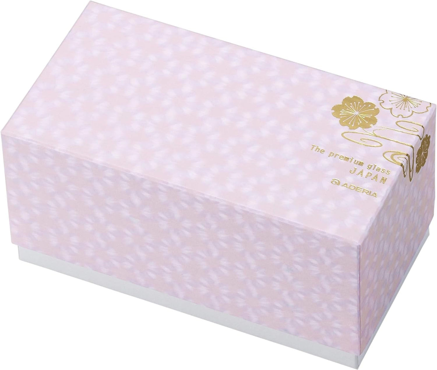 Aderia, pink gift box of Pair of frosted glass cups with cherry blossom pattern