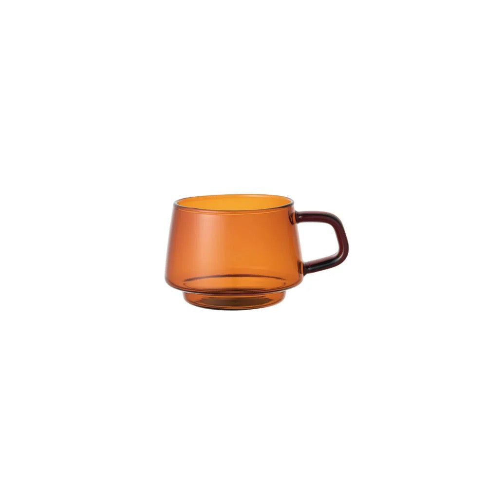 Kinto, amber glass cup with handle